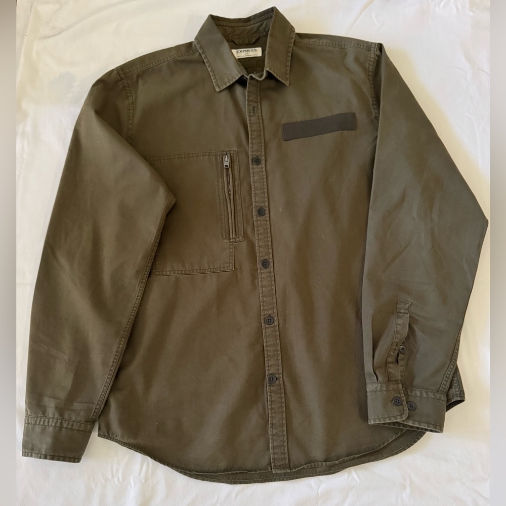 Express Men's Khaki Button-Up Jacket